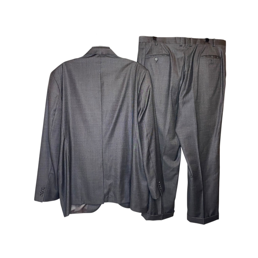 Cremieux Two Piece Suit Size Mens 48L Gray Wool Blazer & Pants 42x29 - Picture 2 of 5